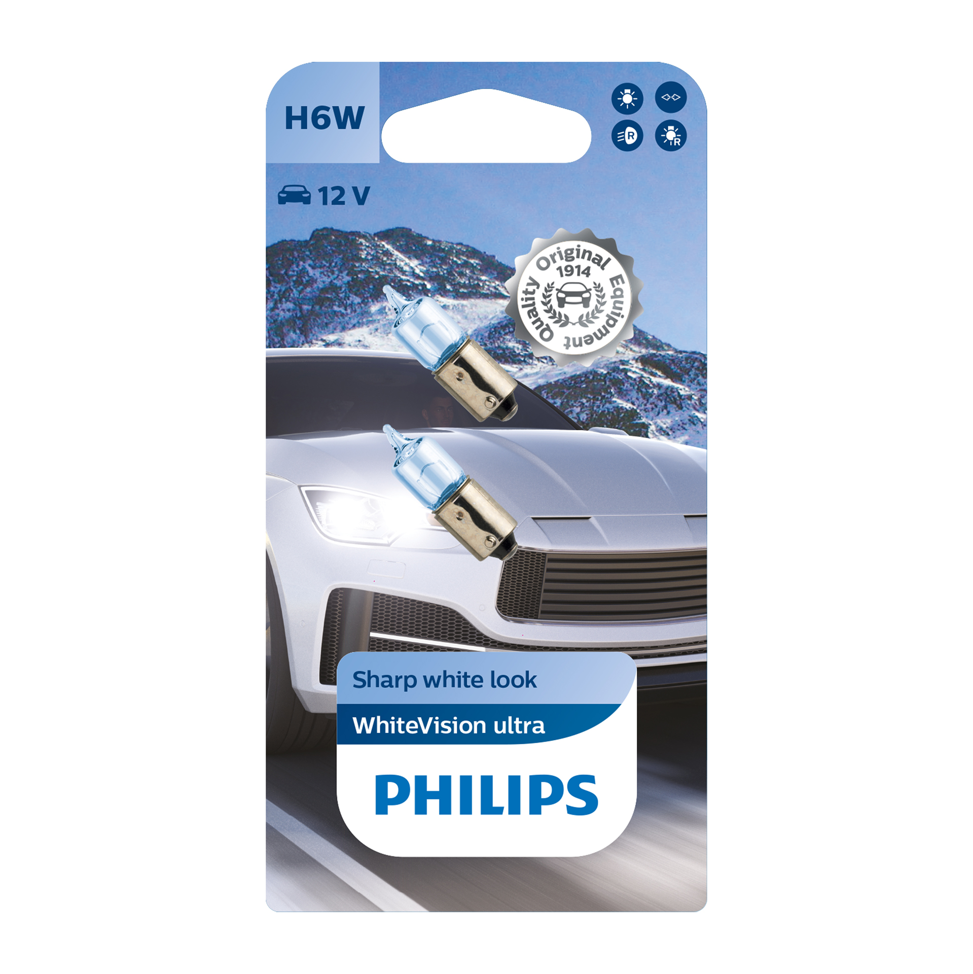 Philips 12036WVUB2 White Vision Ultra H6W 2 Stuks (0730286)